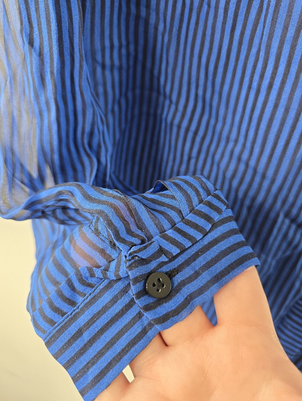 DVF Diane Von Furstenberg Lorelei 2 Silk Button Up Down Stripe Roll Tab Blouse 8 - Picture 8 of 12